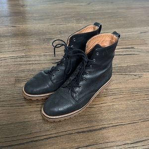 Madewell the Clair Lace-Up Boot Black Size 8